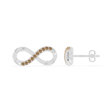 natural citrine infinity stud earrings in sterling silver 
