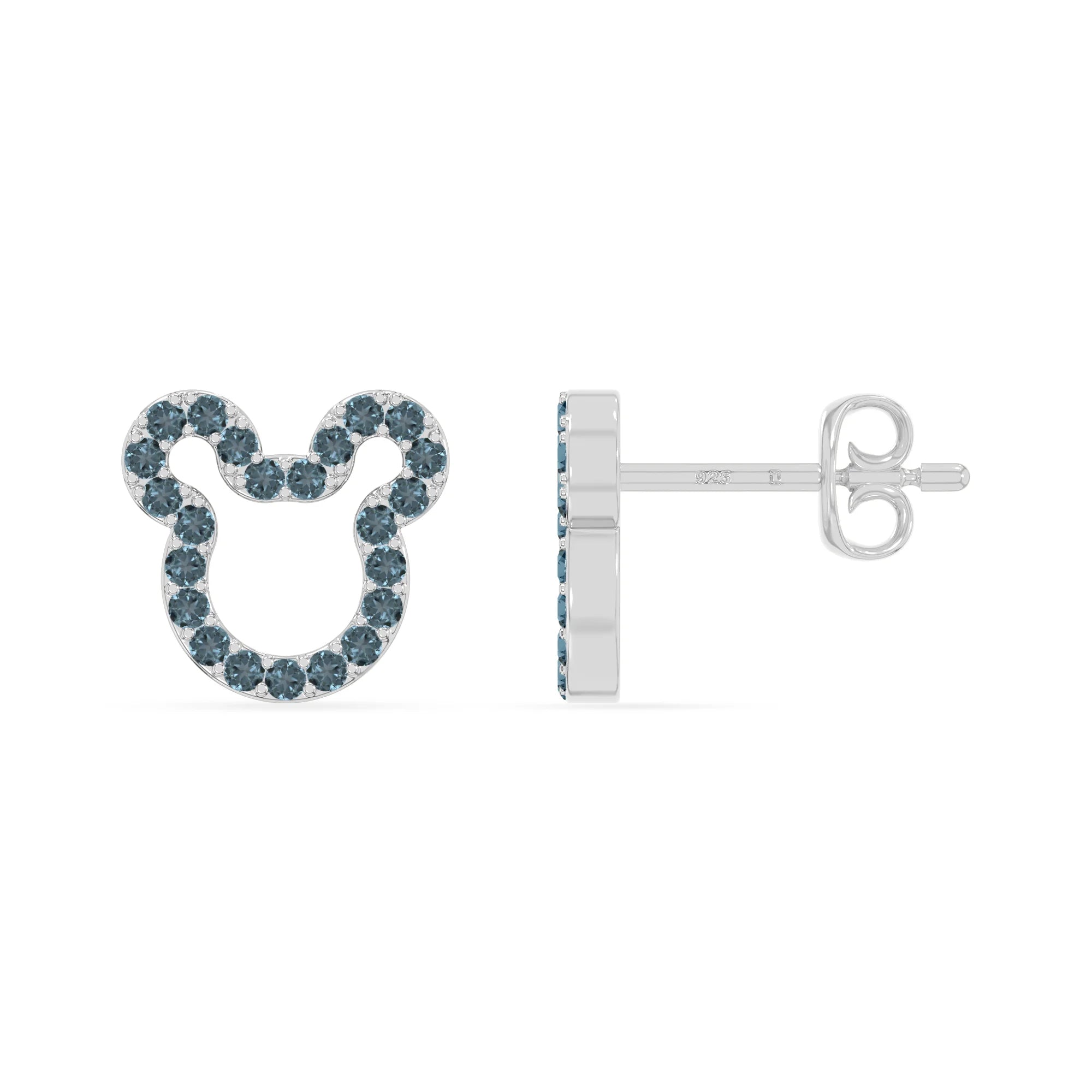 natural london-blue-topaz mouse stud earrings in sterling silver 