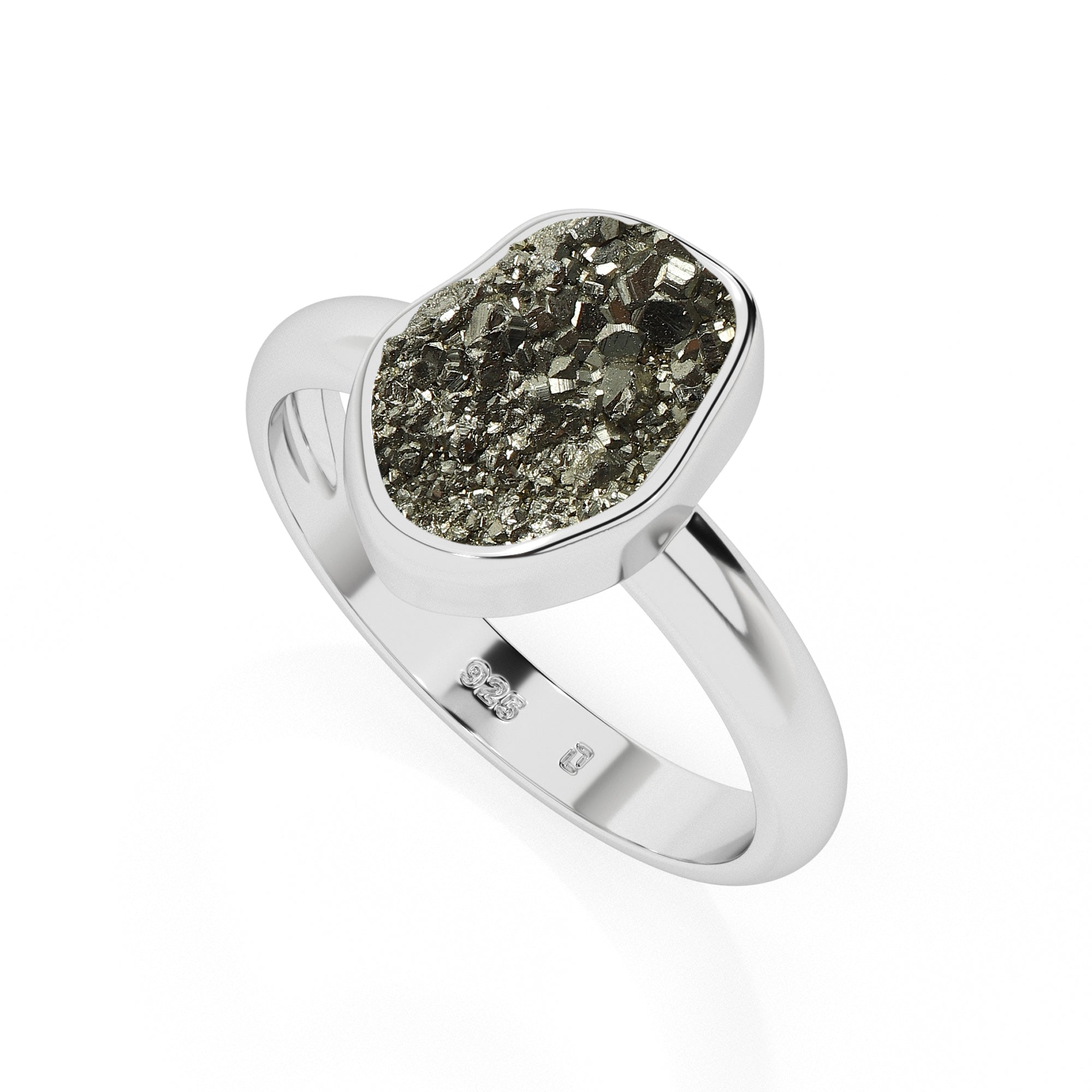 pyrite rough shape stackable bezel-set ring