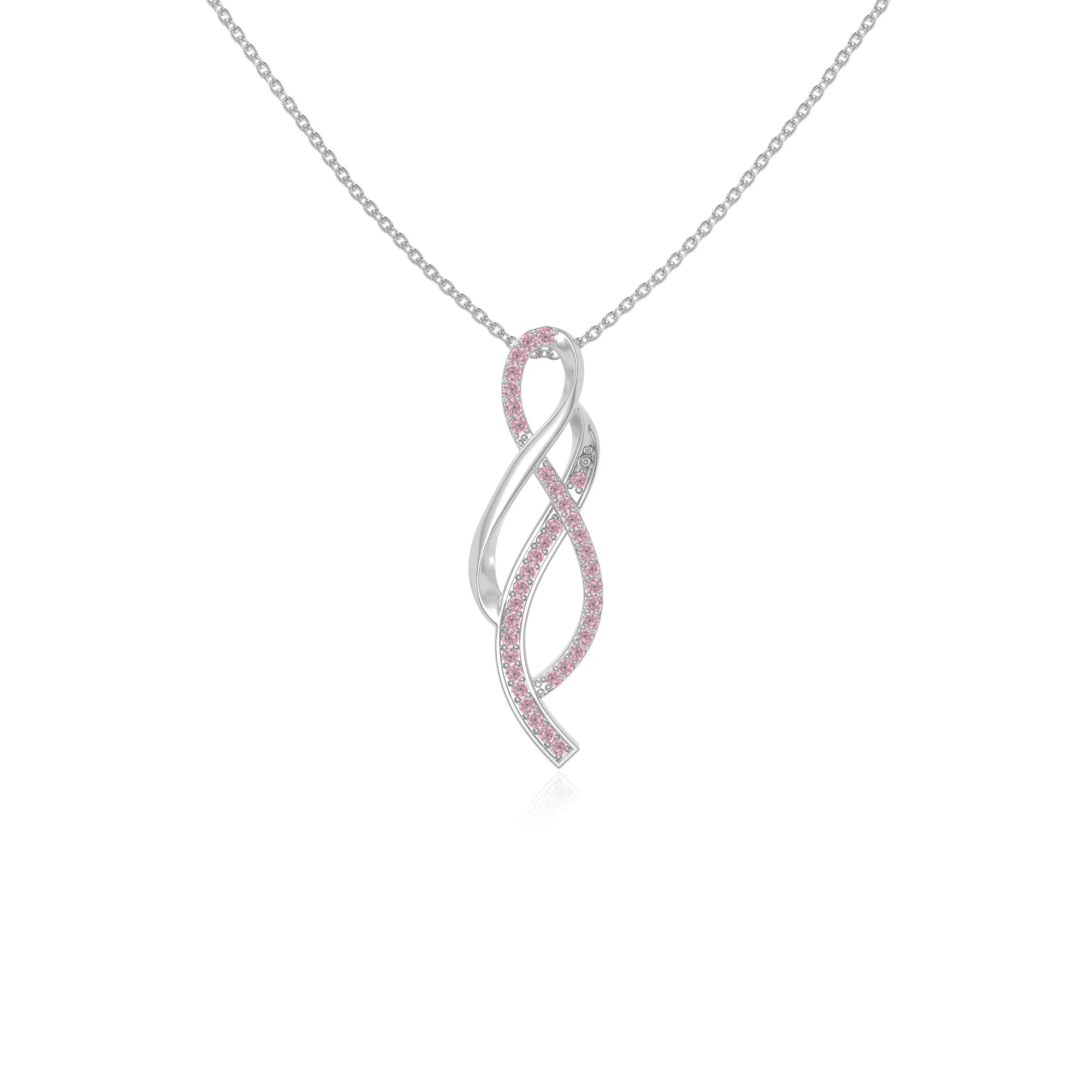 natural pink tourmaline infinity necklaces in sterling silver 