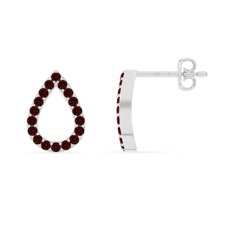 natural garnet teardrop stud earrings in sterling silver 