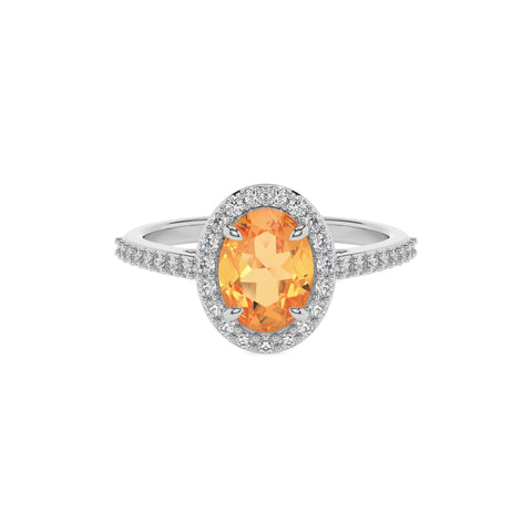 lab-grown citrine oval half eterity halo solitaire engagement ring