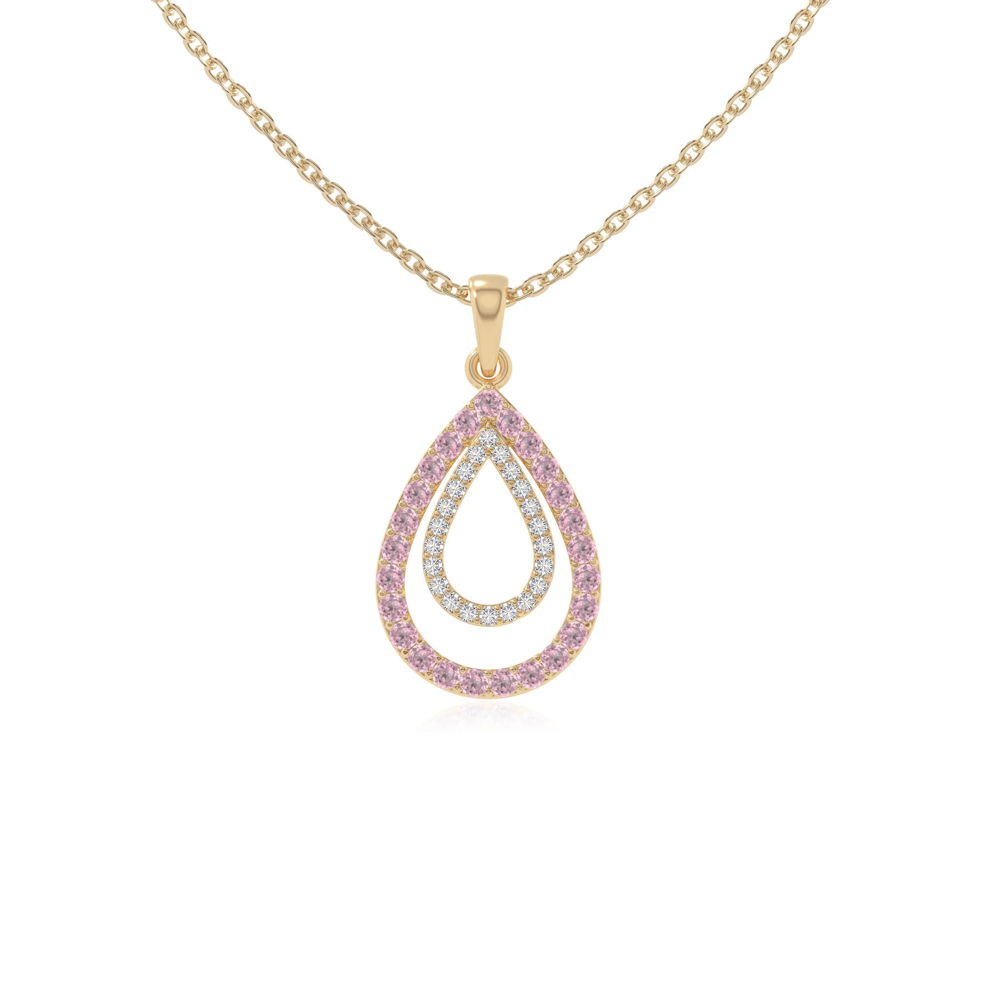 natural pink-tourmaline infinity love knot necklaces in yellow gold vermeil 