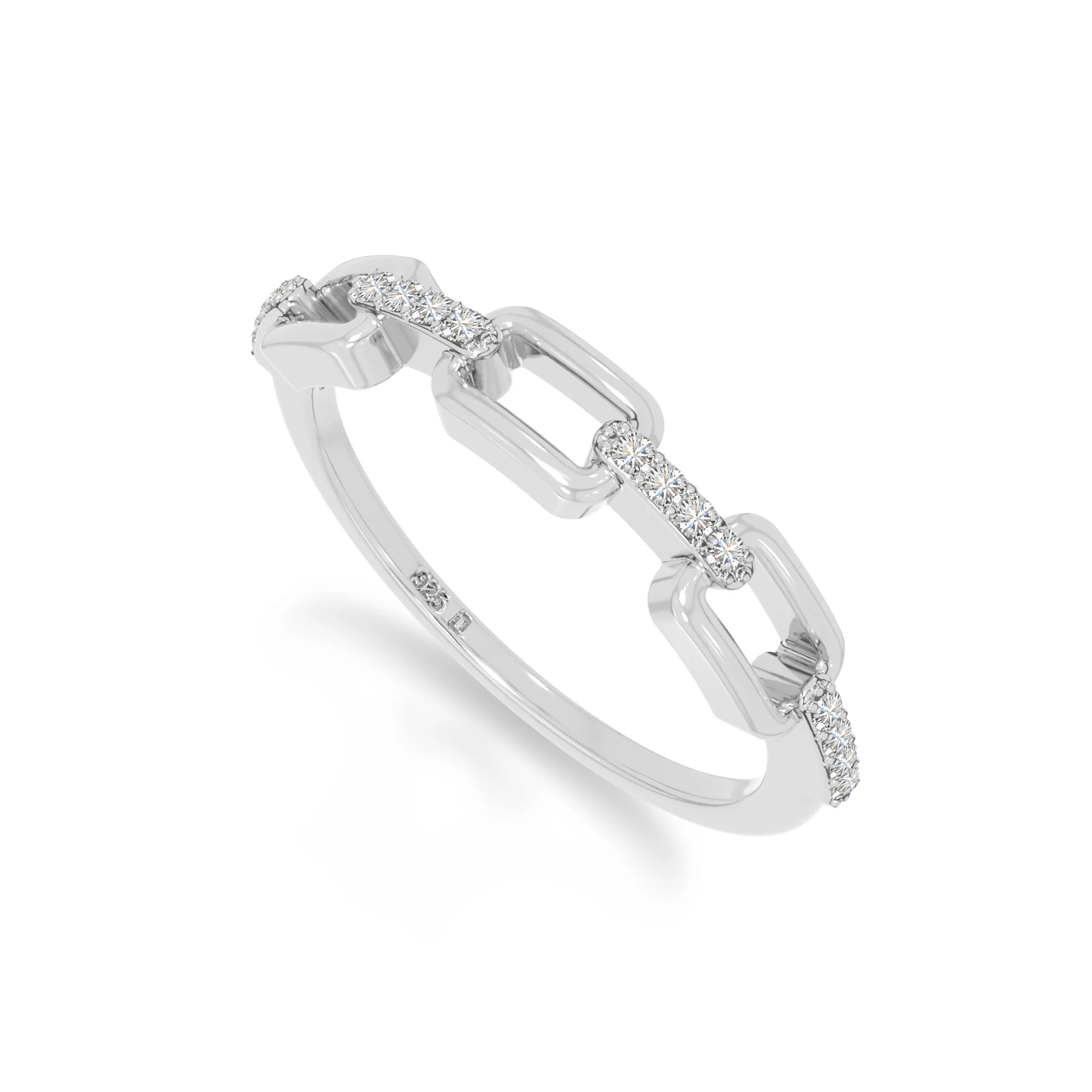 natural moissanite interlocking wedding band rings in sterling silver 