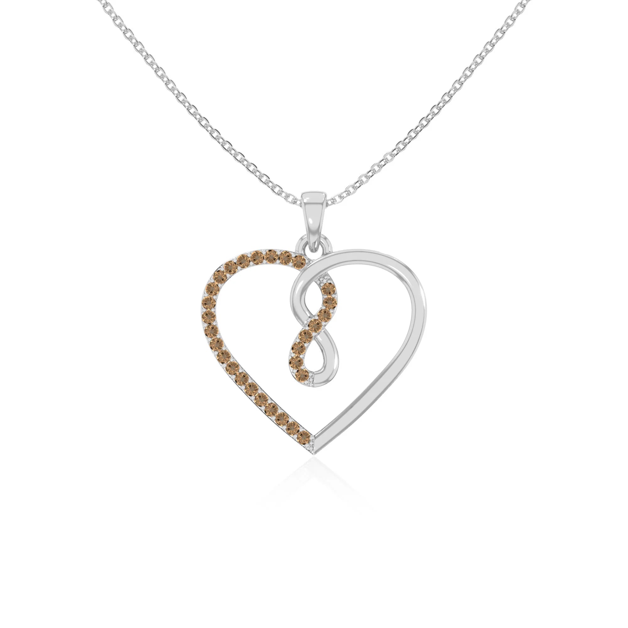 natural citrine infinity heart necklaces in sterling silver 