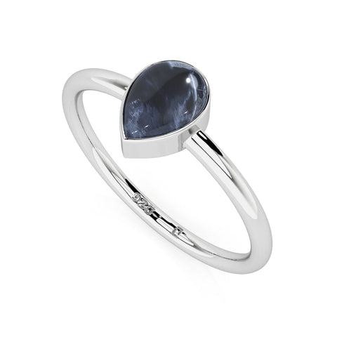 pietersite pear cab stackable bezel-set ring