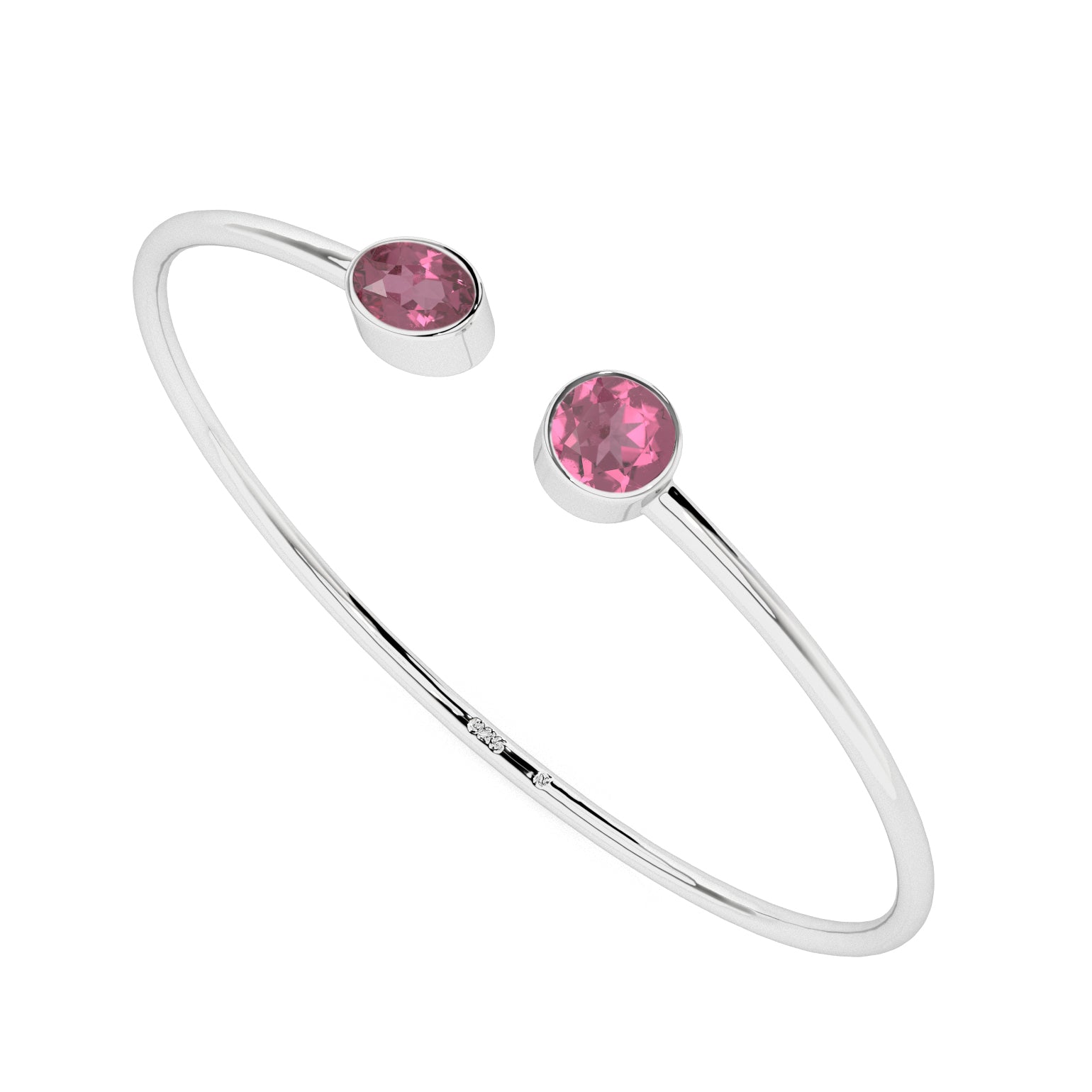 natural pink-tourmaline round-oval shape 2-stone twister bracelet