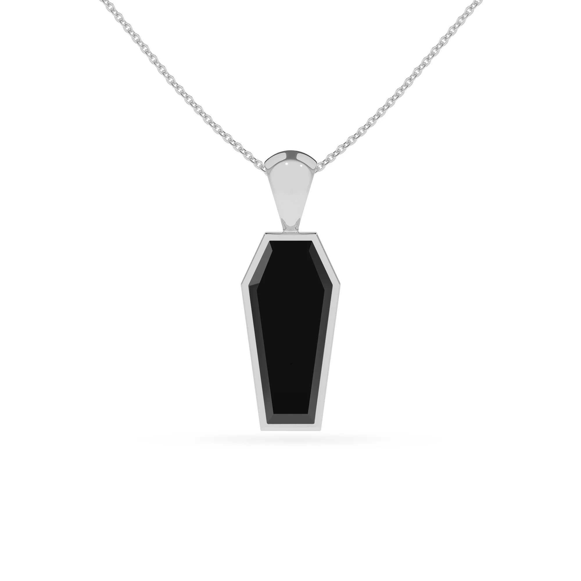 natural black-tourmaline coffin shape pendant necklace