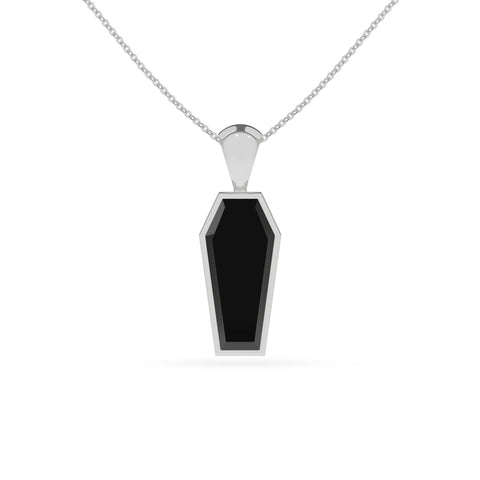 natural black-tourmaline coffin shape pendant necklace