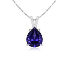 lab grown tanzanite pear shape solitaire v-bale pendant necklace