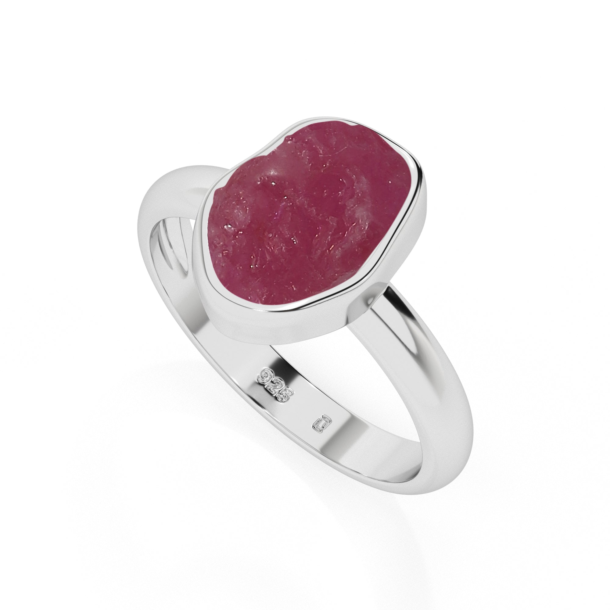 ruby rough shape stackable bezel-set ring