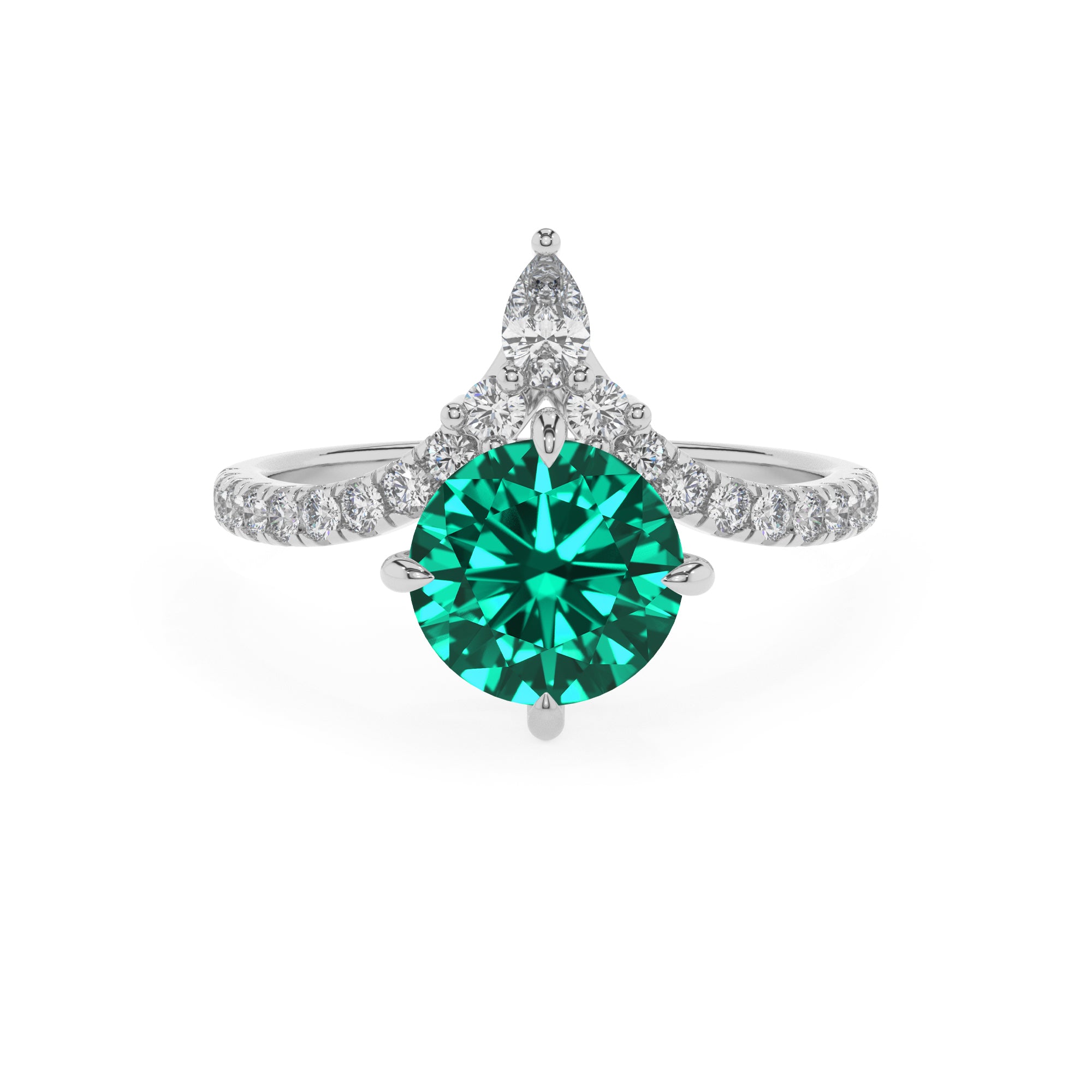 lab-grown emerald round solitaire engagement ring