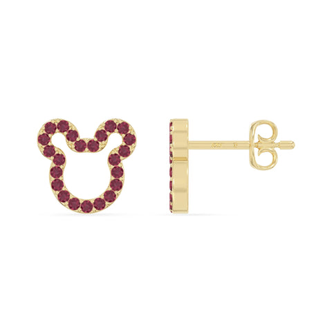 natural ruby mouse stud earrings in yellow gold vermeil 