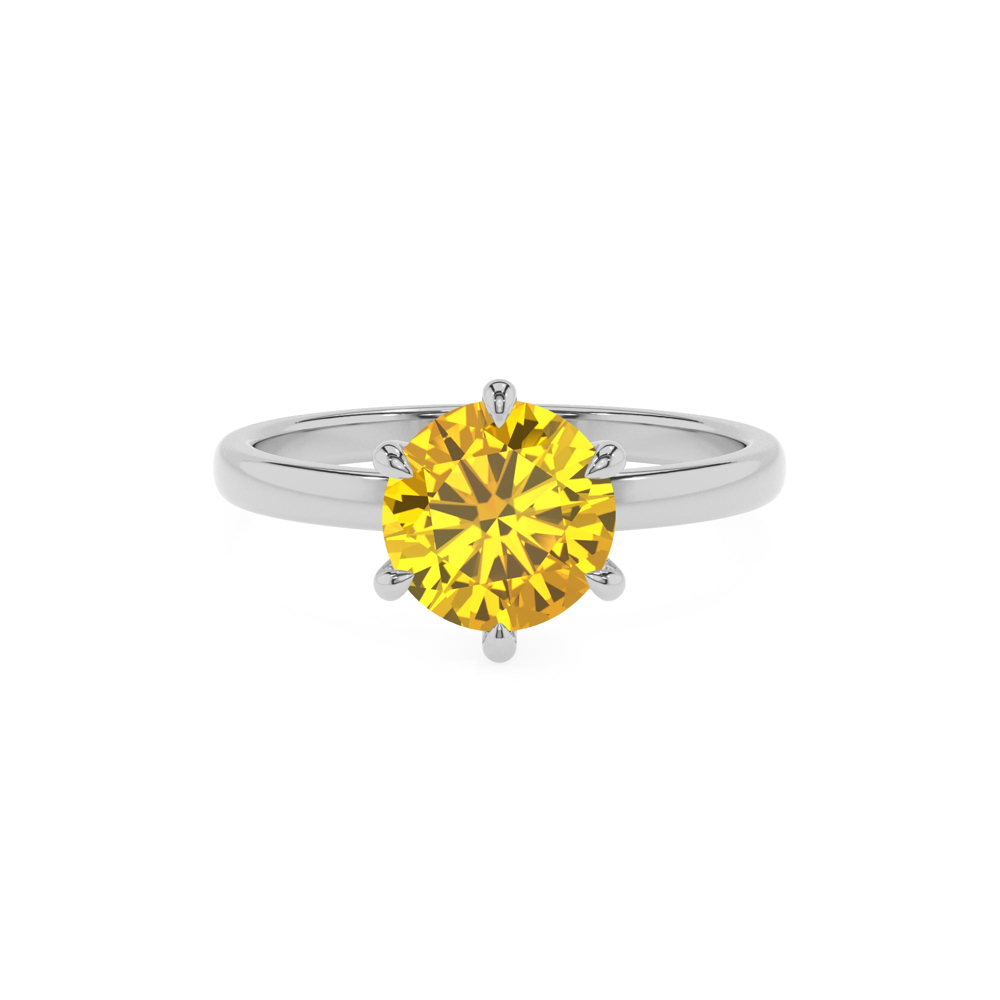 lab-grown yellow-sapphire round solitaire engagement ring