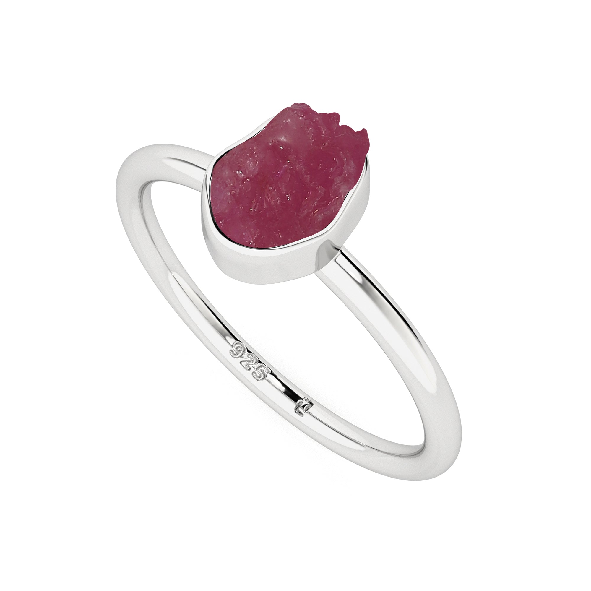 ruby rough shape stackable bezel-set ring