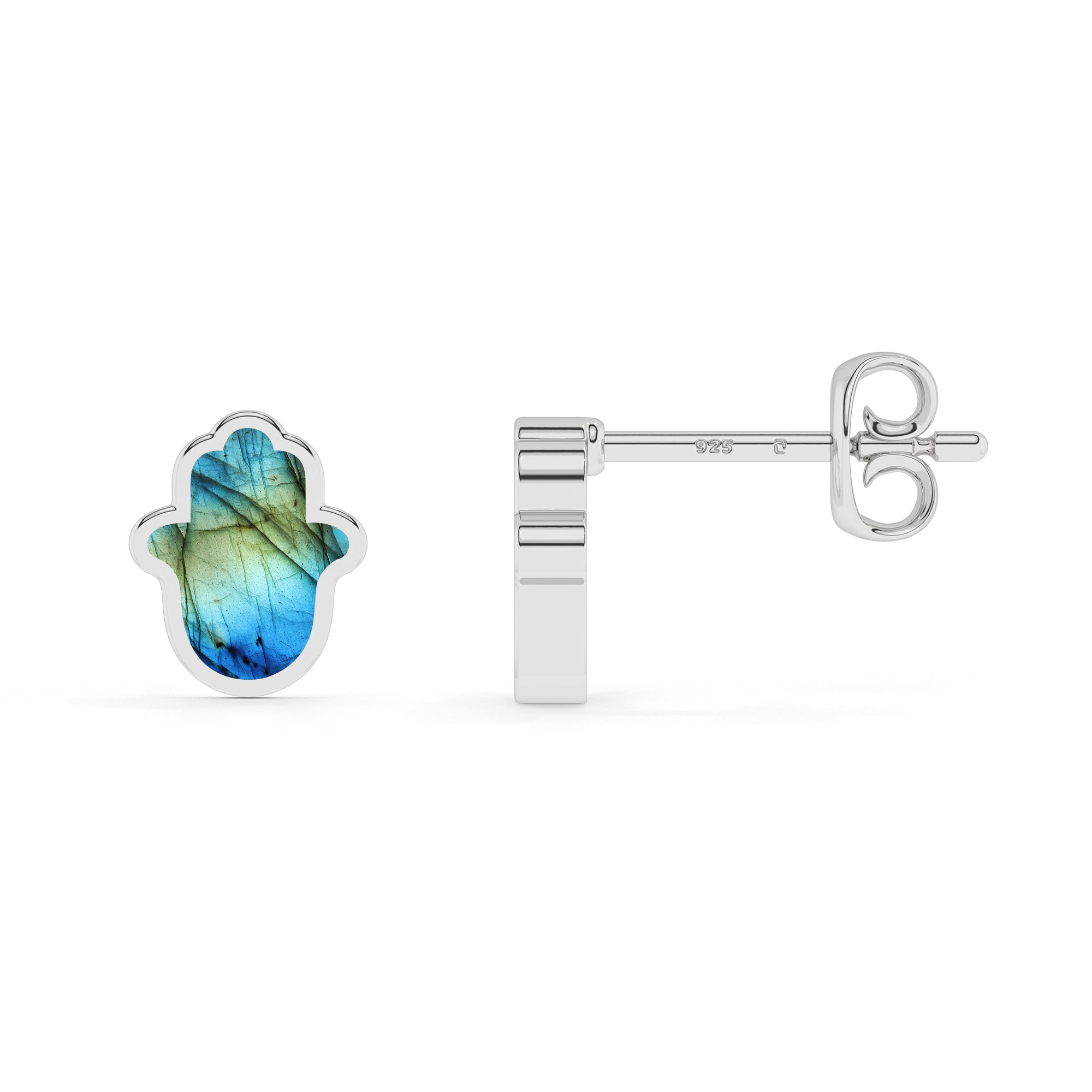 natural labradorite ahimsa shape stud earrings