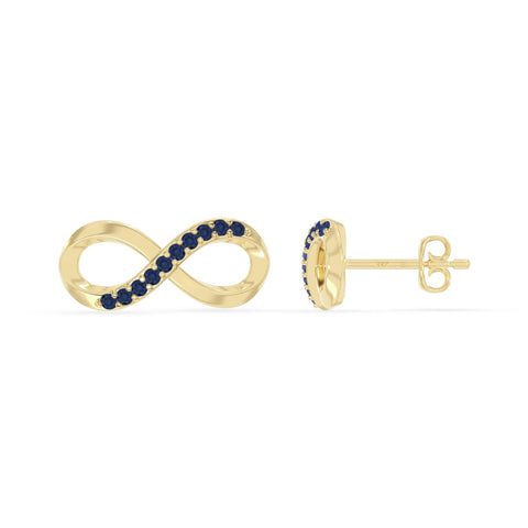 natural blue-sapphire infinity stud earrings in yellow gold vermeil 