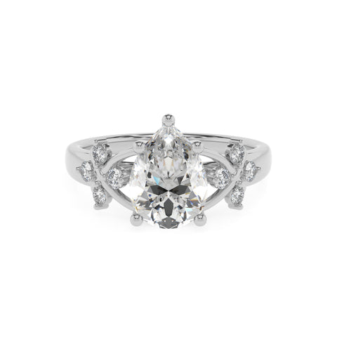 lab-grown moissanite pear criss cross solitaire engagement ring