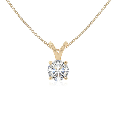 moissanite v-bale solitaire necklaces in yellow gold vermeil 