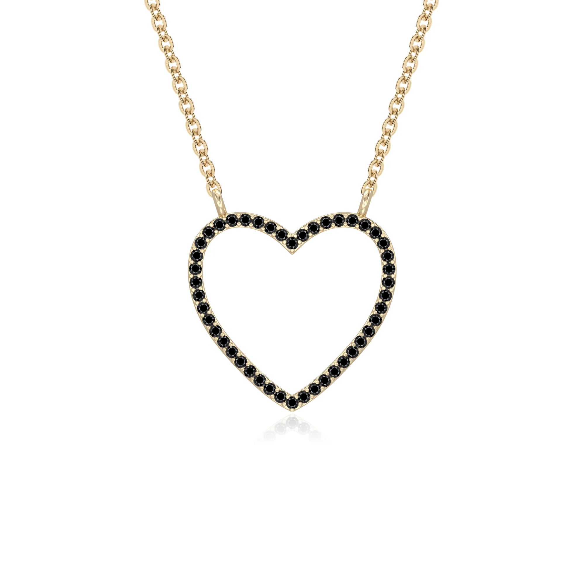 natural black-onyx heart necklaces in yellow gold vermeil 