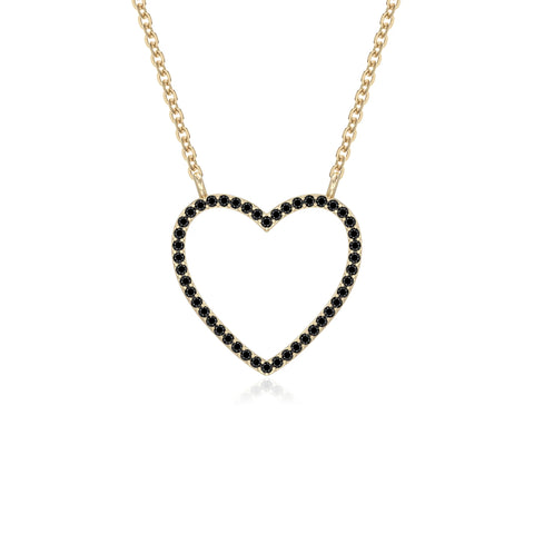 natural black-onyx heart necklaces in yellow gold vermeil 