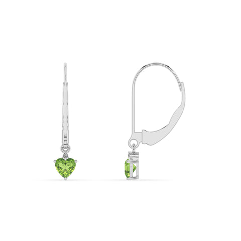 natural peridot heart dangle earrings with moissanite 