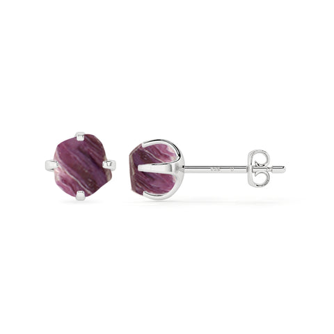 natural charoite rough shape stud earrings