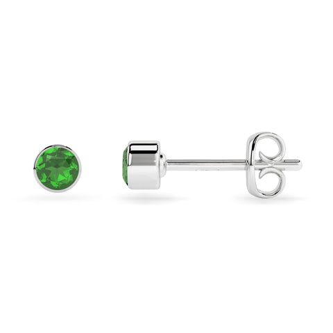 natural chrome diopside round shape stud earrings