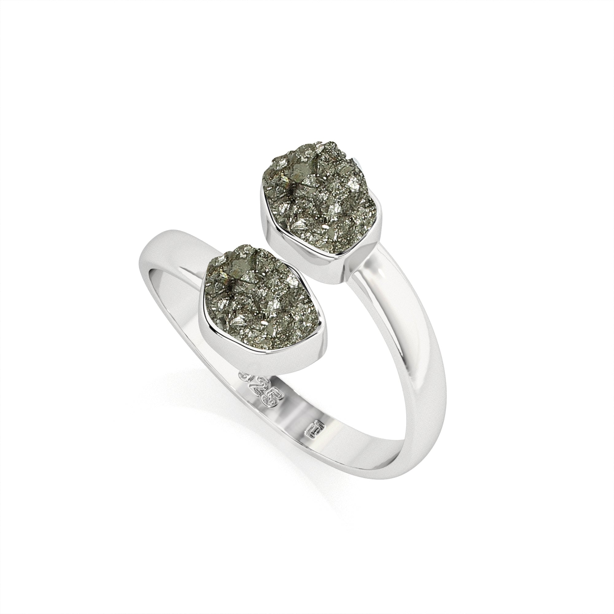 pyrite rough shape stackable bezel-set ring