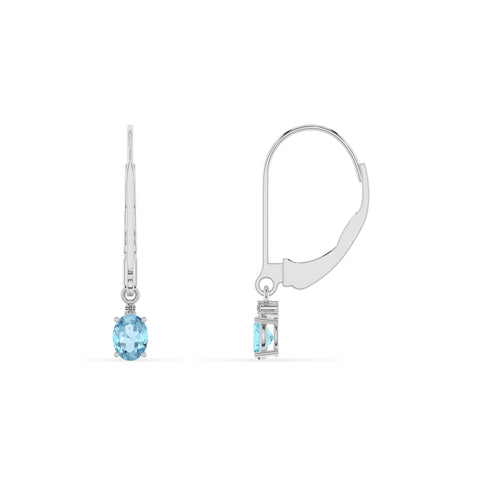 lab grown aquamarine oval dangle earrings with moissanite 