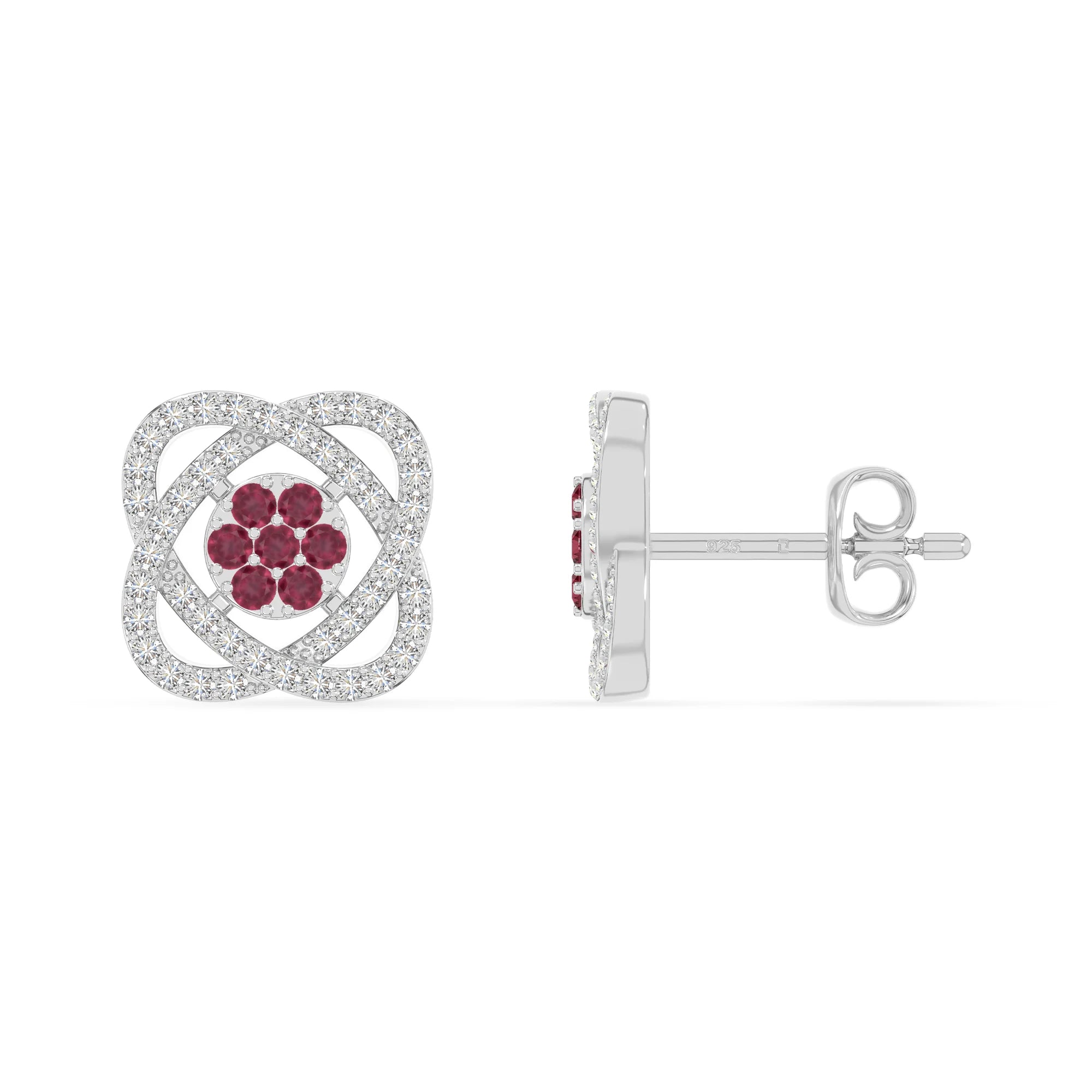 natural ruby inner power stud earrings in sterling silver 