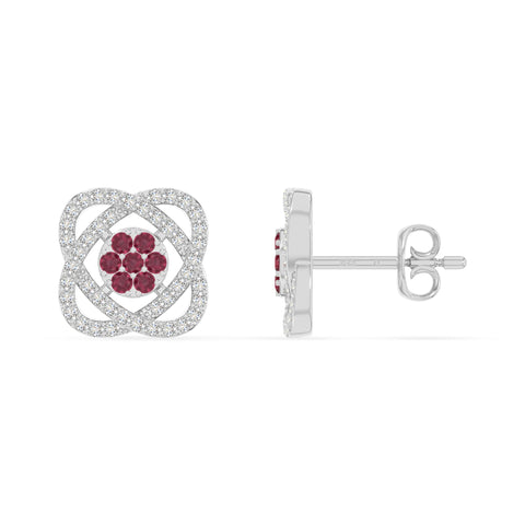 natural ruby inner power stud earrings in sterling silver 