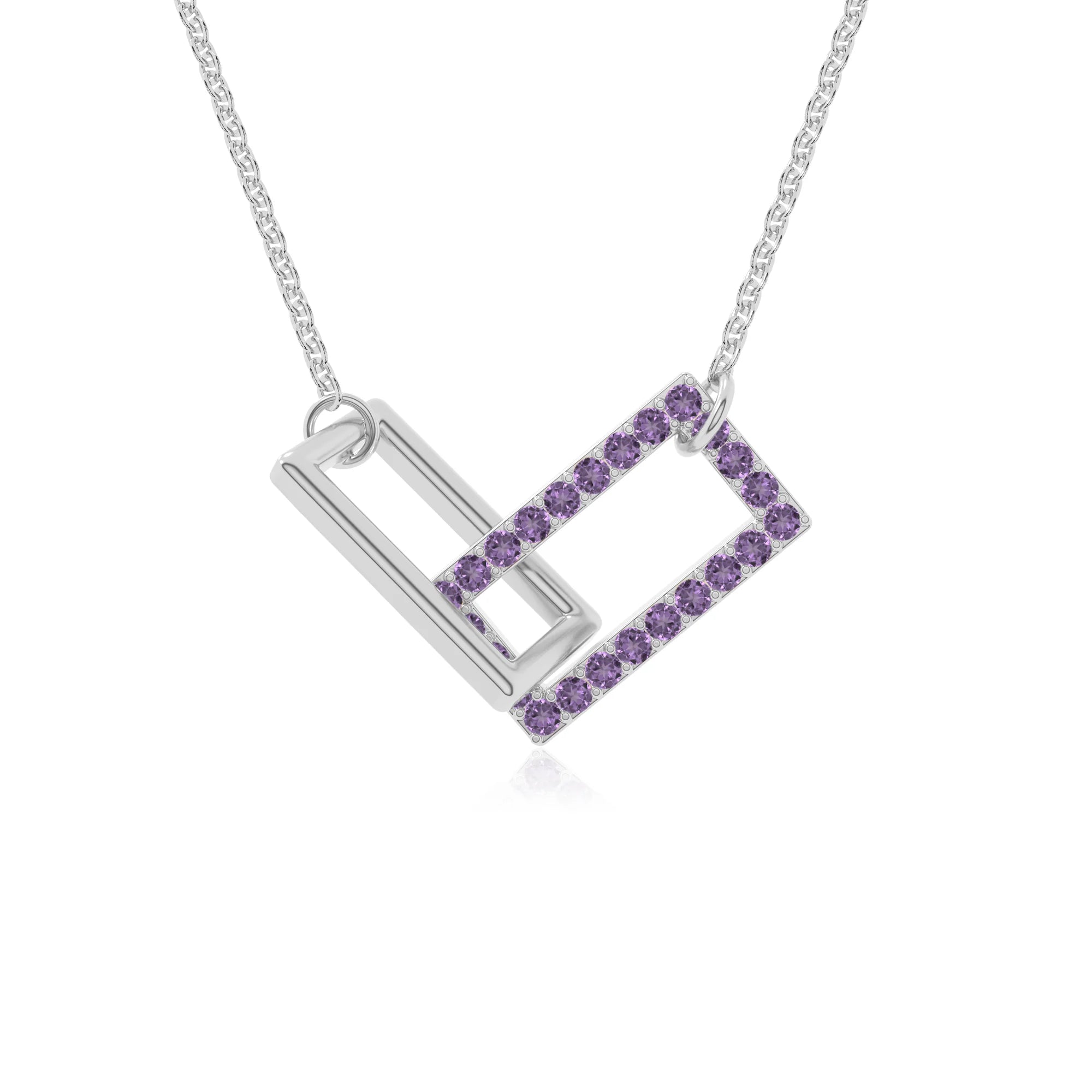 natural amethyst interlock necklaces in sterling silver 