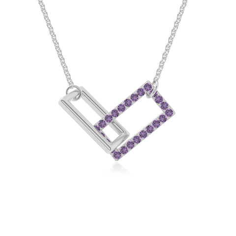 natural amethyst interlock necklaces in sterling silver 