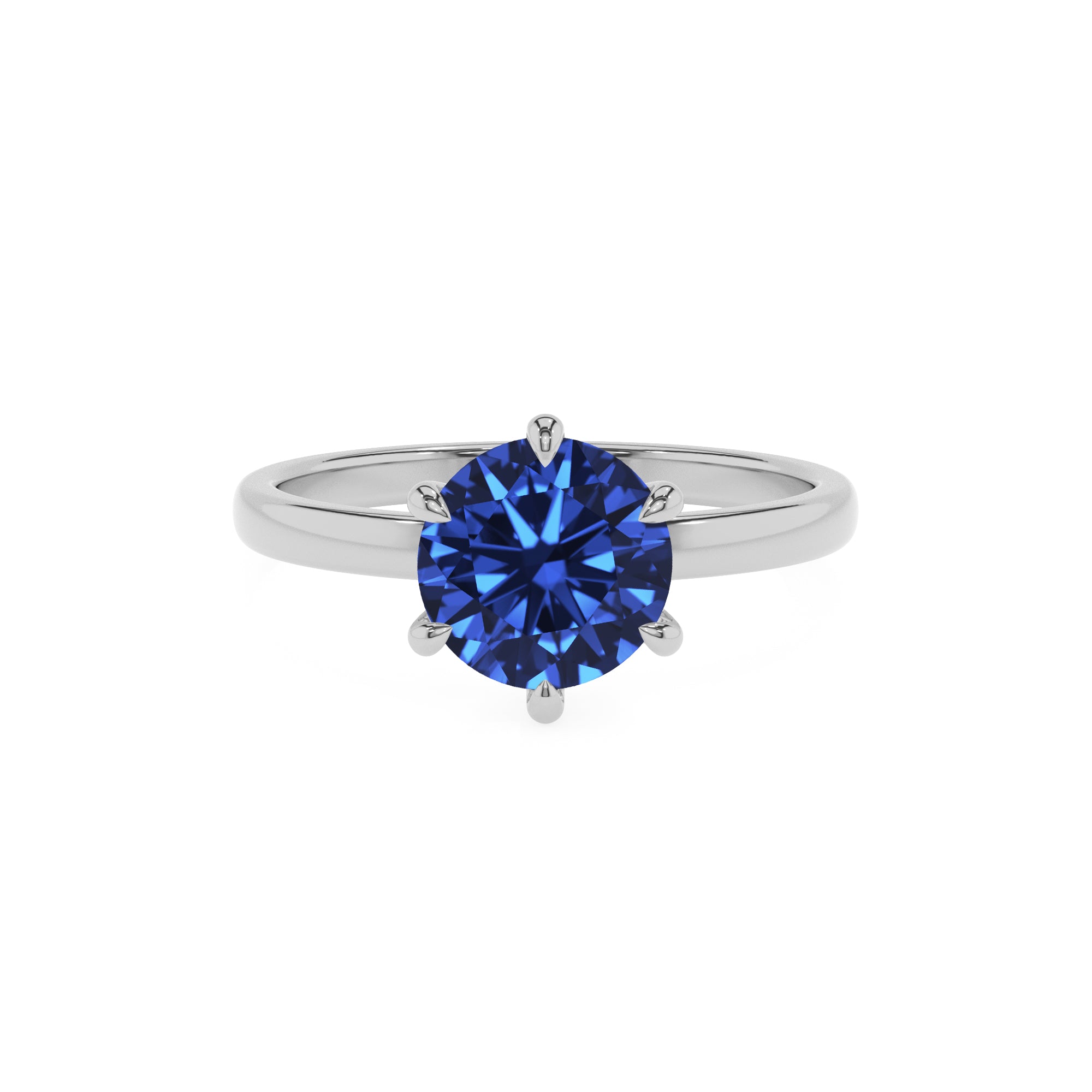 lab-grown blue-sapphire round solitaire engagement ring