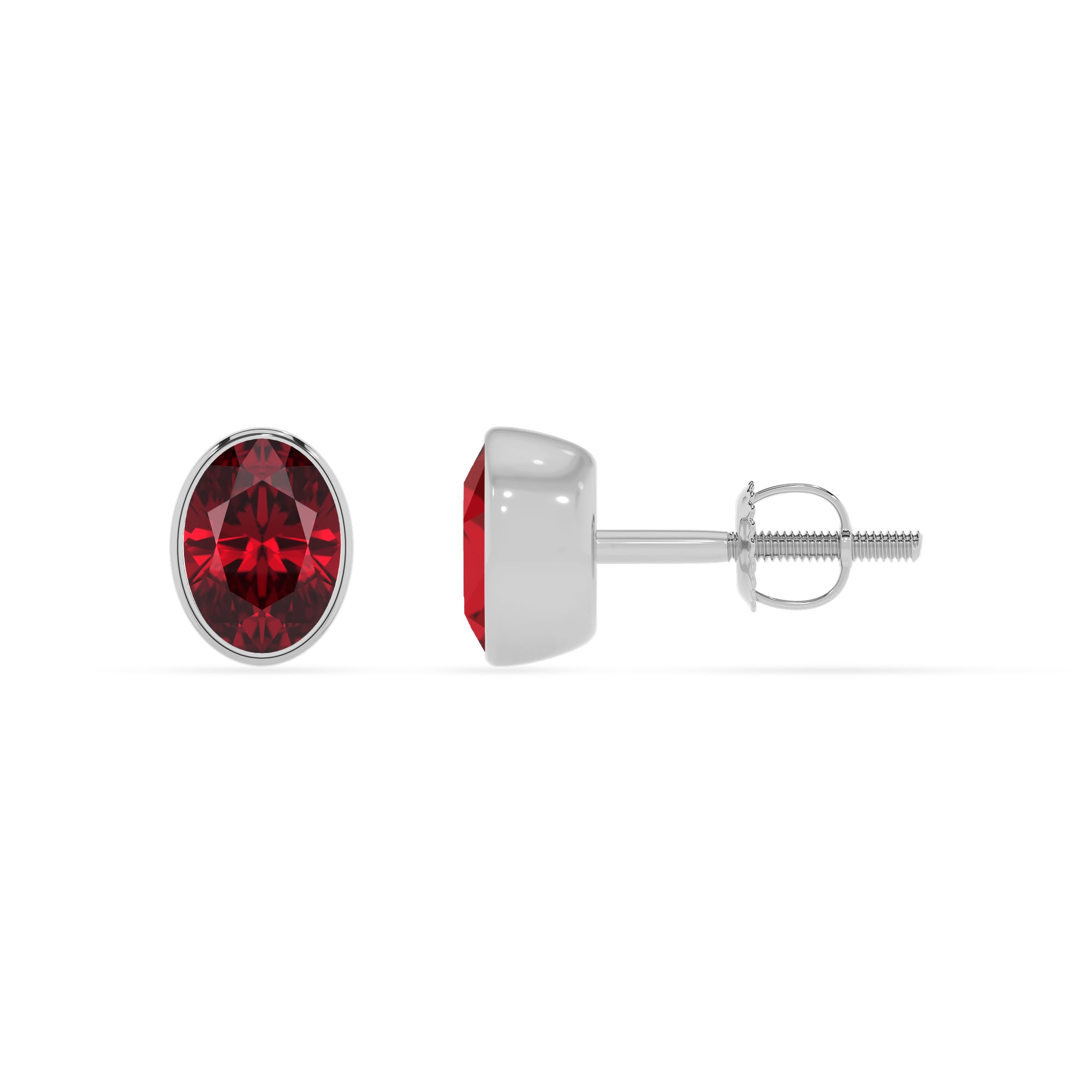 lab grown ruby oval stud earrings 