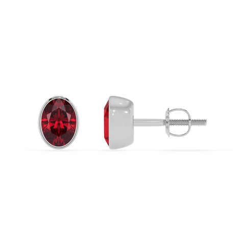 lab grown ruby oval stud earrings 