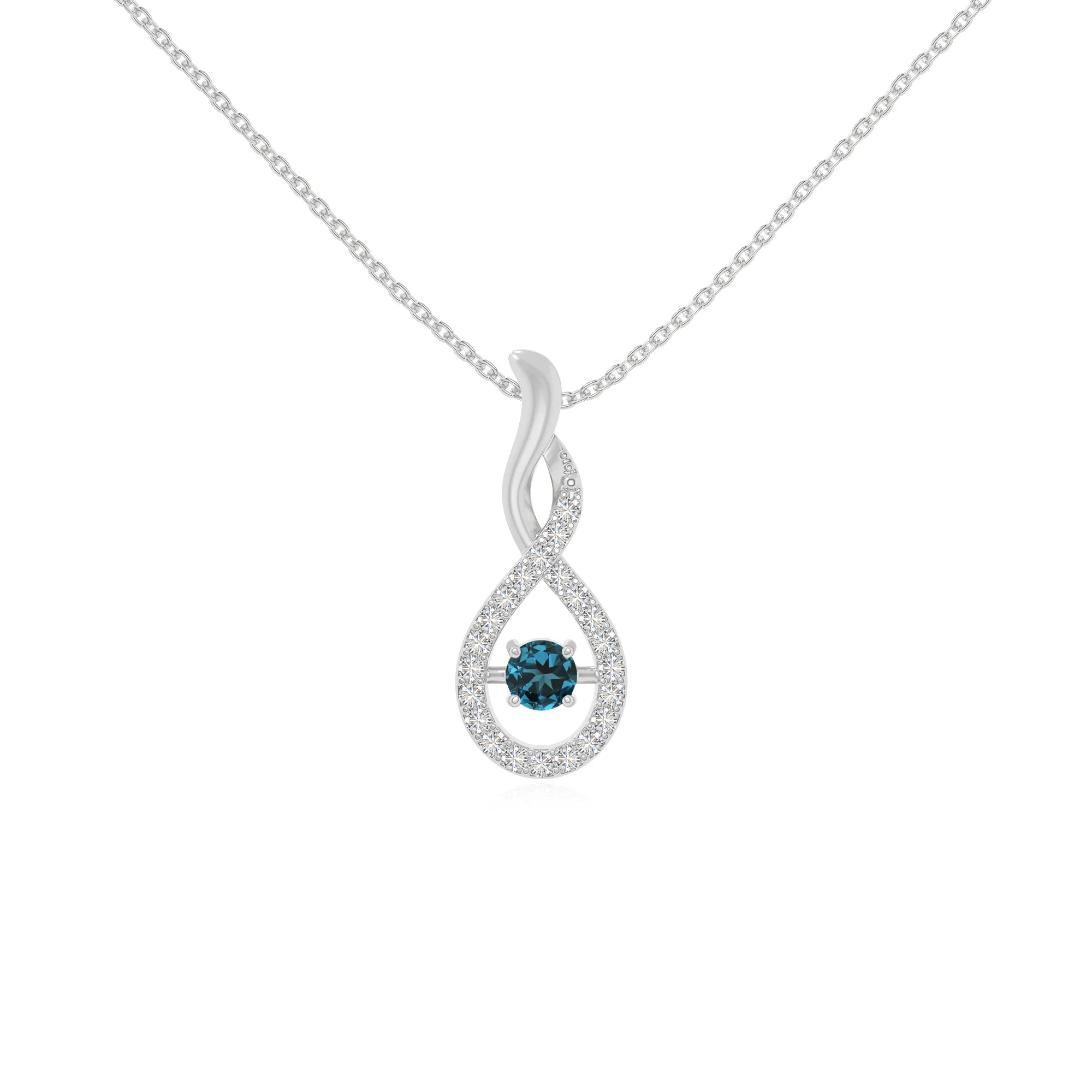 natural london-blue-topaz infinity necklaces in sterling silver 