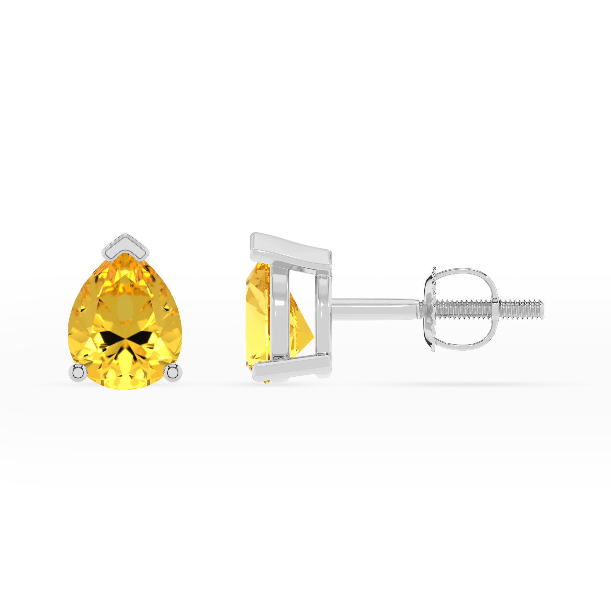 lab grown yellow sapphire pear stud earrings 