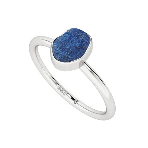 azurite rough shape stackable bezel-set ring