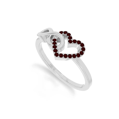 natural garnet infinity heart promise rings in sterling silver 