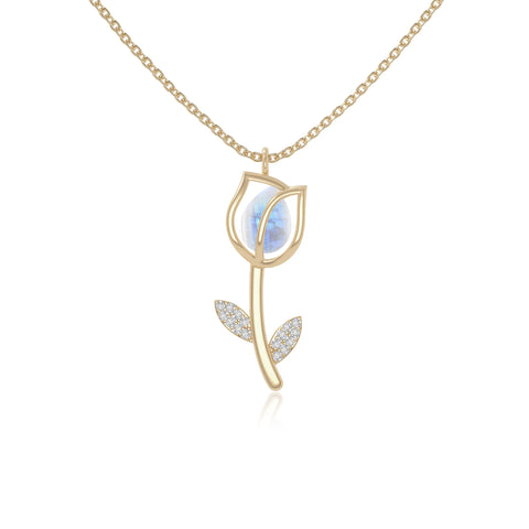 rainbow moonstone tulip necklaces in yellow gold vermeil 