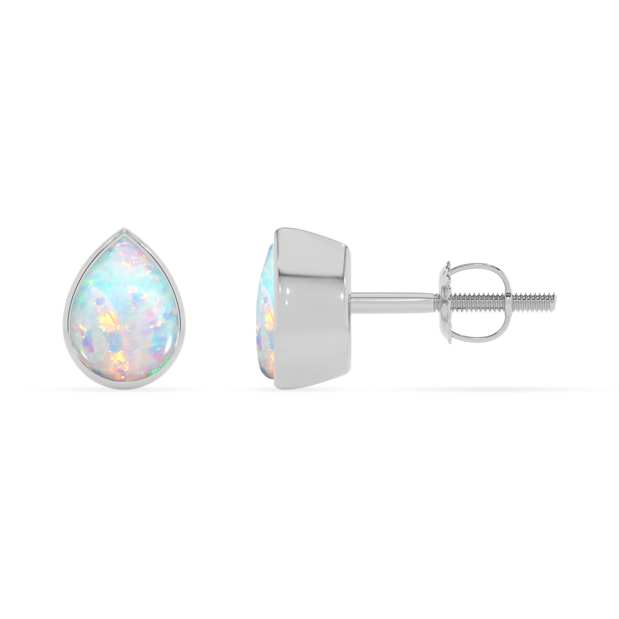 lab grown opal pear stud earrings 