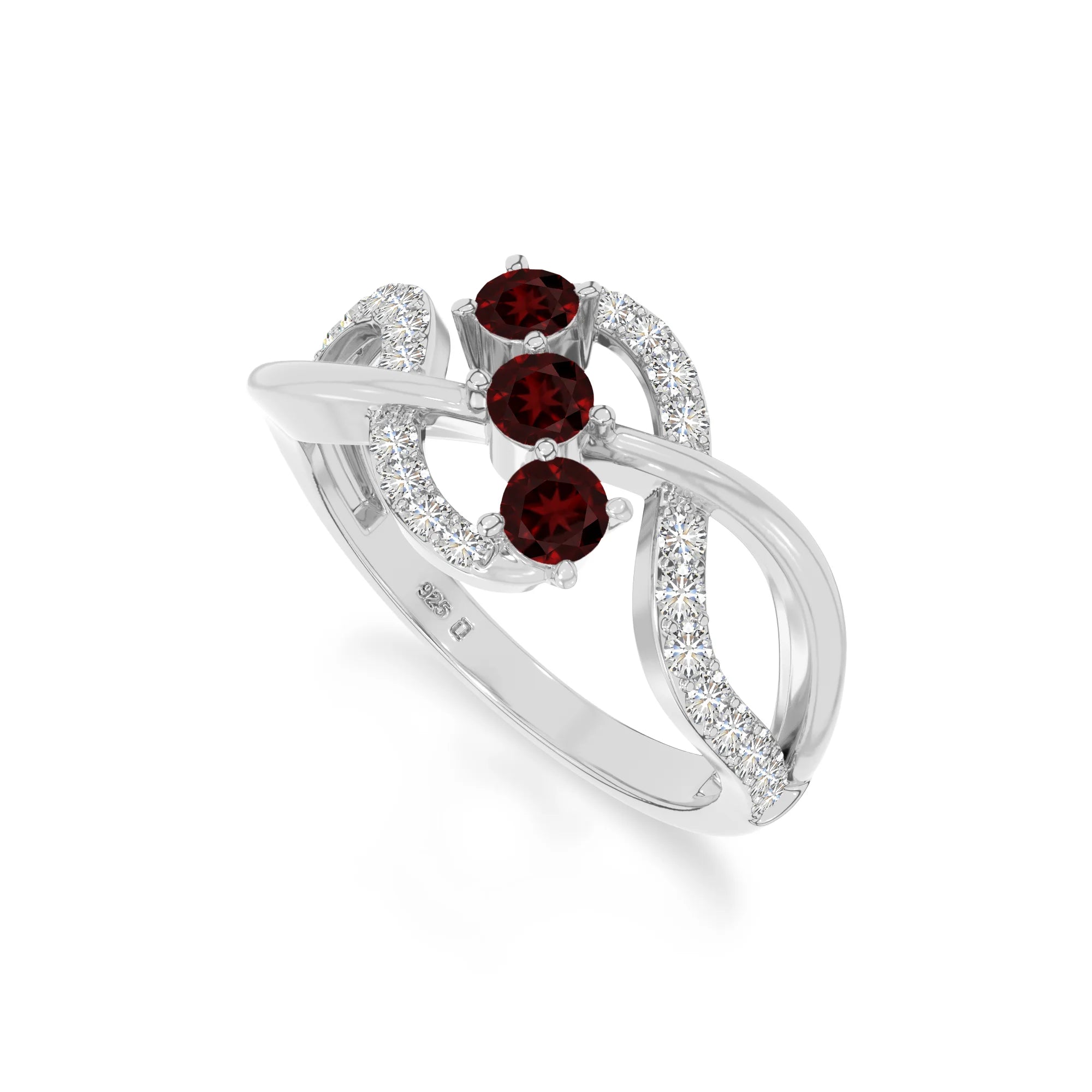 natural garnet infinity promise rings in sterling silver 