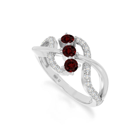 natural garnet infinity promise rings in sterling silver 