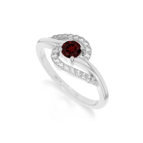 natural garnet infinity solitaire rings in sterling silver 
