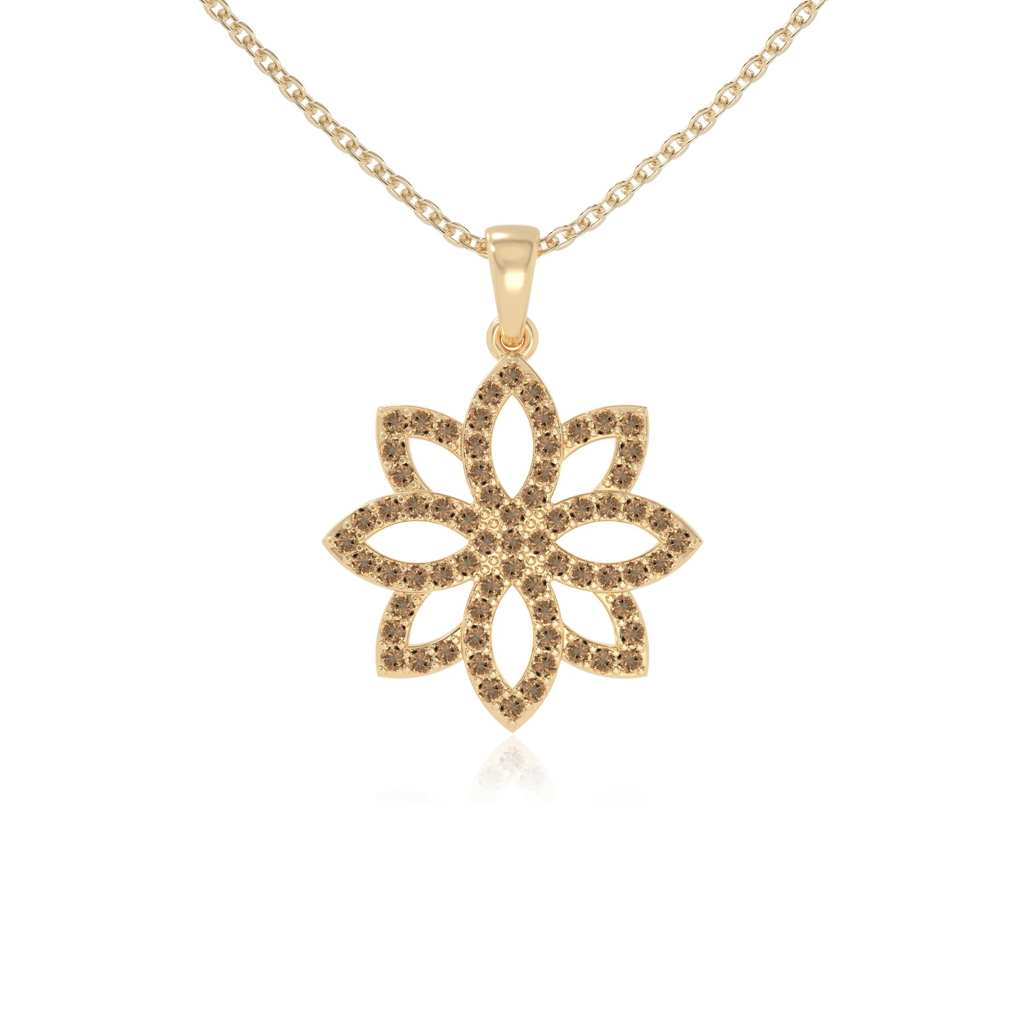 natural citrine flower necklaces in yellow gold vermeil 