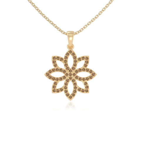 natural citrine flower necklaces in yellow gold vermeil 