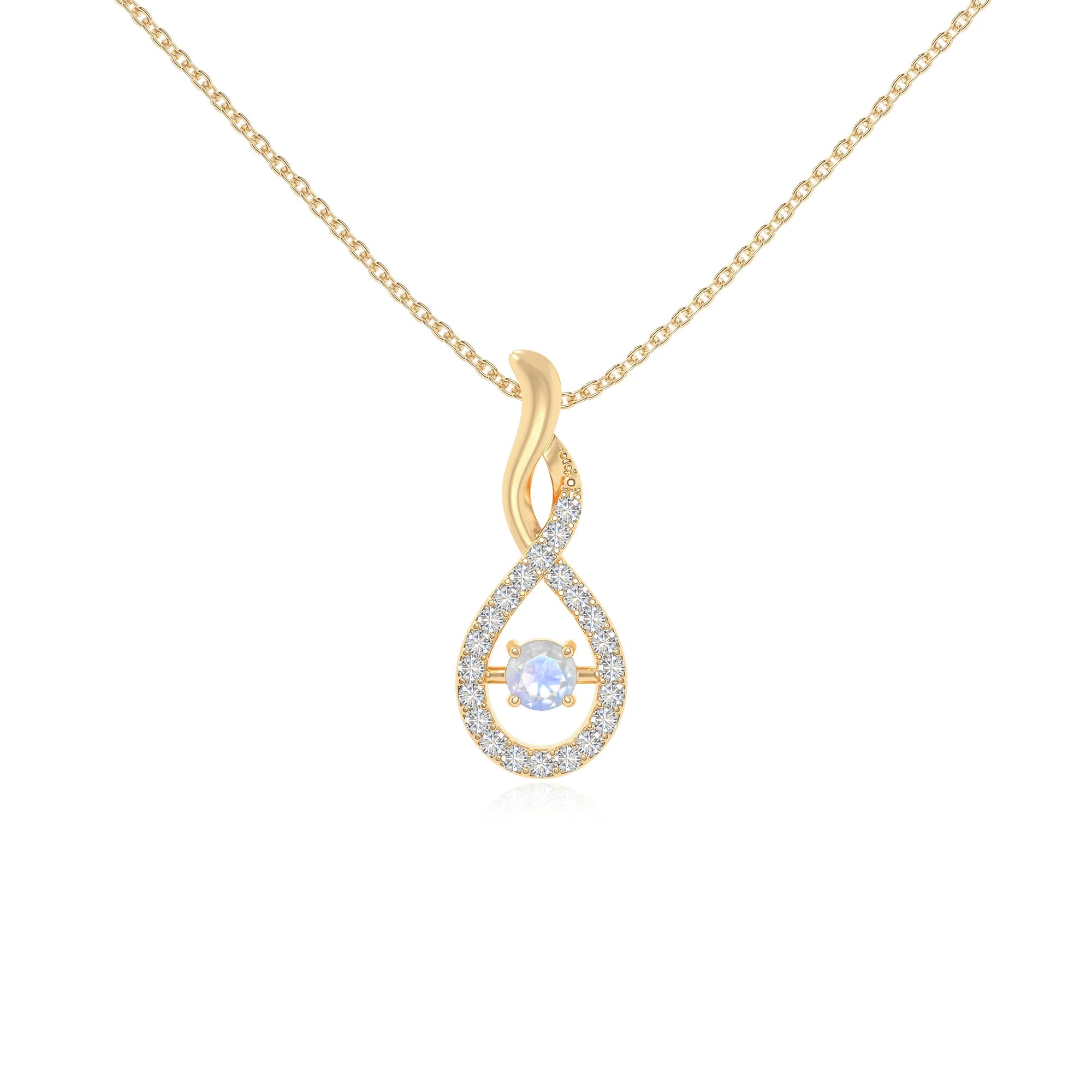 rainbow moonstone infinity necklaces in yellow gold vermeil 