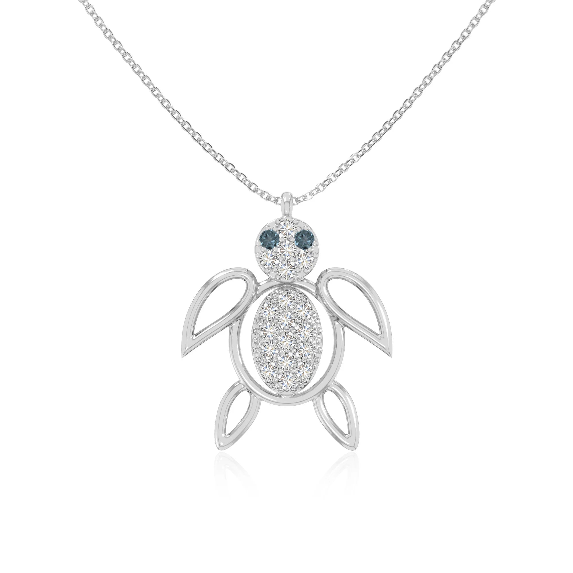 natural london-blue-topaz turtle necklaces in sterling silver 
